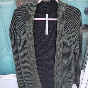 - LULULEMON SZ 4 COTTON/CASHMERE SWEATER OPEN CARDIGAN RIBBED GREEN FOLIAGE NWOT